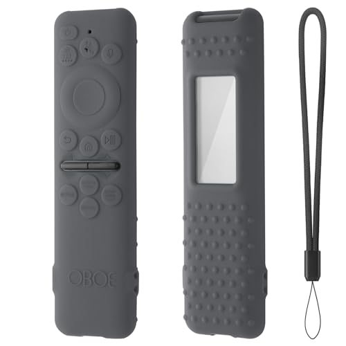 Image of Oboe Silicone Tv Remote Cover Compatible with Samsung Smart Tv Remote 2025 Model TM2360 E Key Cover Protective Case with Lanyard (L-Dark Grey) [Remote NOT Included]