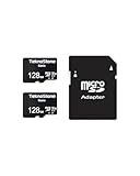 TEKNOSTONE Basic Micro-SDXC-Speicherkarte mit Adapter, bis zu 90 MB/s Lesegeschwindigkeit, U3, V30, A1, HD-Video-Unterstützung, TF-Karte für Dashcams, Sicherheitskameras, Tablets, Handys, 2 Stück