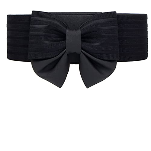 Leather Stretchy Bow Belts for Women Wide Elastic Cincher Cummerband for Dresses Accessory