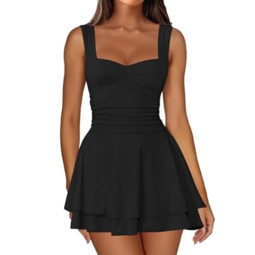 Robe courte fluide à volants et coupe trapèze pour silhouette affinée