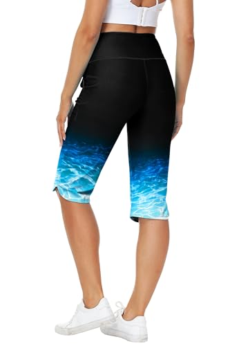 Image of AOBUTE Womens Swim Capris Pant Sun Protection High Waisted Swimming Leggings with Pockets (No Lining)