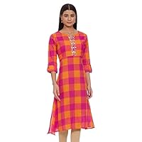 Amazon Brand – Myx Women’s Cotton Straight Kurti (AW19MYXCHK02_Pink_Large)