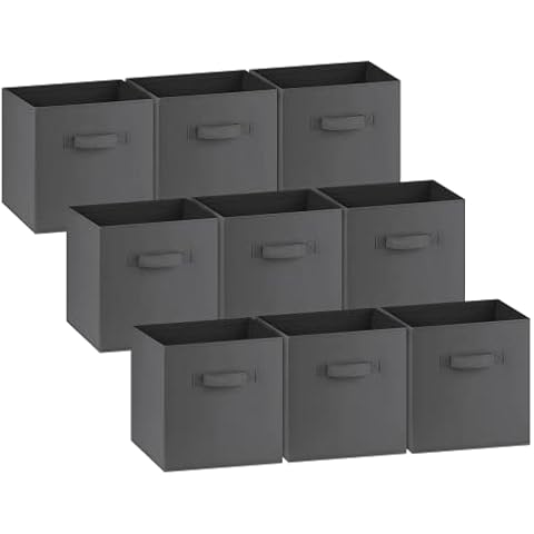 Cube Storage Bins - 11 Inch Storage Cubes (9 Pack) | Fabric Cubby Basket for Home, Kids Room & Nursery | Dual Handles, Foldable | Cube Organizer Storage Bin (Dark Grey) Cover
