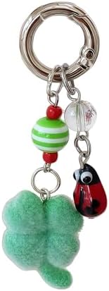 KWGLY Flocking Four Leaves Clovers Charm with Ladybeetle for Good Luck Phone Accessory Charm Deck — view 8