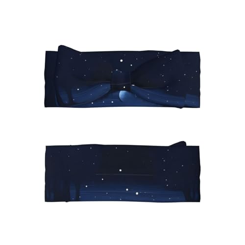 Dark Blue Night View Baby Bow Headband. Comfortable baby headband, suitable for daily wear and photo props.2