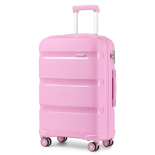 Kono Large Suitcase Hard Shell Travel Trolley 4 Spinner Wheels Lightweight Polypropylene Check in Luggage with TSA Lock (Pink,76cm/100L)