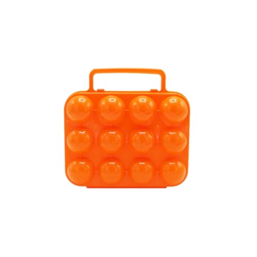 MEKLITRZ Boîte de Rangement pour Œufs Pliable en Plastique à 12 Compartiments pour Extérieur, Camping, Pique-nique (Orange)