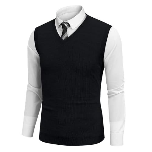 Mens Vest 2025 Lightweight V Neck Pullover Solid Sleeveless Knitted Vest Sweater Business Work Relaxed Fit Tops