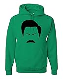 Wild Bobby Parks and Rec Fans Ron Swanson Mustache Face Silhouette Pop Culture Unisex Graphic Hoodie Sweatshirt, Kelly, X-Large