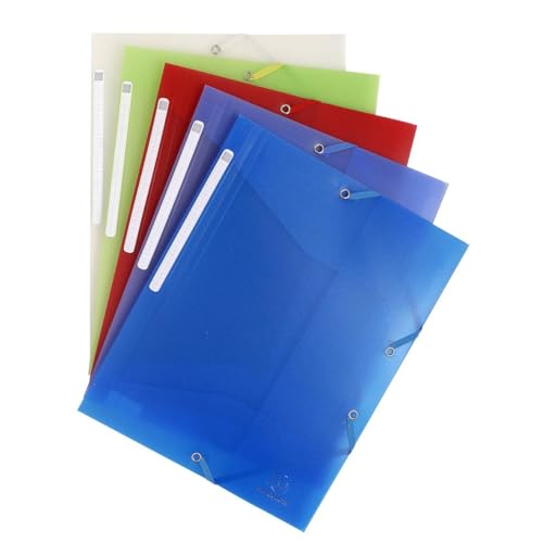 Exacompta 55879E Einschlagmappe Chromaline. Aus transluzentem Kunststoff DIN A4 mit 2 Gummizügen und 3 Klappen 1 Stück Zufallsfarbe Sammelmappe Dokumentenmappe ideal für Büro und Schule