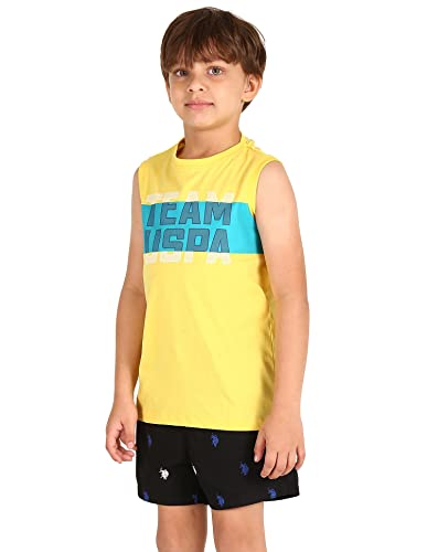 Image of U.S. Polo ASSN. Boy's Round Neck Regular Fit Brand Print Ikeb Muscle Tank - Pack of 1