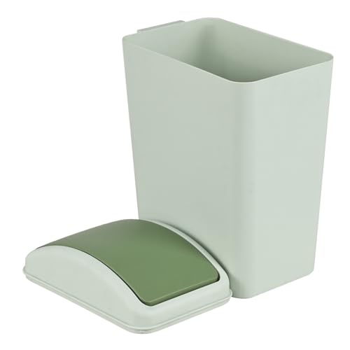 Image of 4.5 Gallon Swing Top Garbage Can, Plastic Swing Lid Dustbin, Slim Waste Bin with Swing Lid (Green)