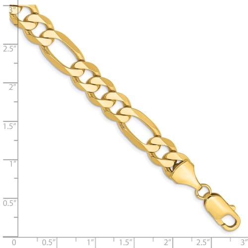 DEWBERRY 10K Yellow Gold 8.75mm Flat 8" Inch Figaro Chain Bracelet (Weight: 17.73 GM, Width: 8.75MM)2