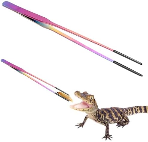 Reptile Feeding Tweezers, Long Aquarium Tongs, Accessories and Tools with Non-Slip Silicone Head for Lizards, Aquatic Plants, Spiders, Pet Terrarium,