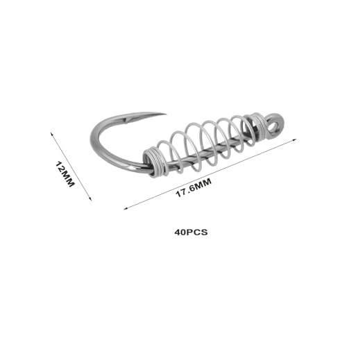 ECSiNG 40pcs Spring Hook Fish Hook Fishing Tackle Gear Catfish Fishing Hook Barded Fish Tackle Compatible with Power Bait Dough (Size #10) - Image 4