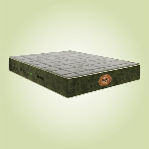 Image of peps Organica 8 Inch Eco-Friendly Pocket Spring Mattress | Single Size 72X30 Inches | Natural Latex & Bio-Cotton | Hypoallergenic Comfort | Zero Disturbance Sleep | BIS Certified | 10 Year Warranty