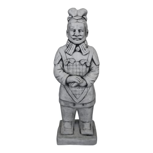 gartendekoparadies.de Figurine en Pierre Solide du général Guerrier Chinois en Terre Cuite, Hauteur 60 cm, 17 x 20 cm, Gris, Poids 17 kg, en Pierre moulée résistante...