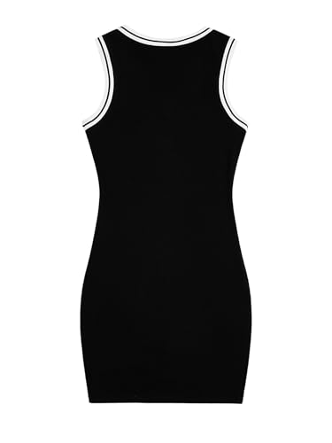 Image of SOLY HUX Women's Letter Graphic Print Color Block V Neck Sleeveless Bodycon Mini Dress