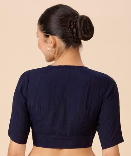 Image of Studio Shringaar Women Viscose Half Sleeve Smart V Neck Readymade Saree Blouse