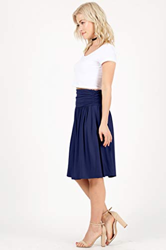 Image of Simlu Skirts for Women Regular and Plus Size Skirt with Pockets Below The Knee Length Ruched Flowy Midi Skirt