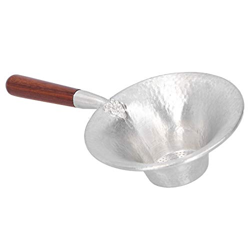 Tea Ser Tive Tea Leaf Infuser Filter Brewing Device for UseBlack Dalwood Handle Tea Ser (Hammered tin tea drain with mahogany handle)