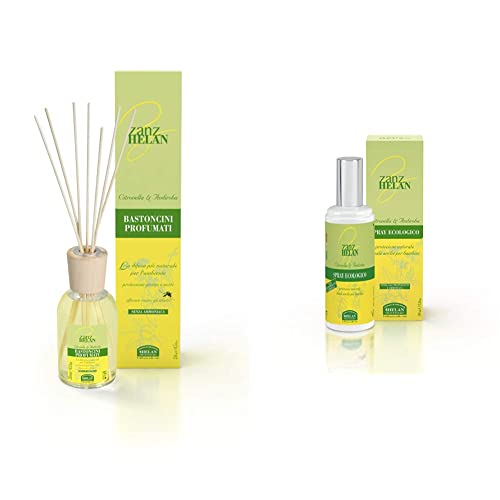 Helan Diffusore Ambiente Zanzhelan, Rattan &, Zanzhelan, Spray Ecologico, Protezione Naturale zanzare e Insetti, Senza ammoniaca, 100 mL