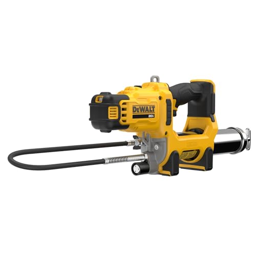 DEWALT Grease Gun 20V MAX Cordless 10,000 PSI Variable 2-Speed Electric Grease Gun with 47 Inch Hose and LED Light, Up to 9 oz per Minute and 7 Tubes per Charge, Tool Only (DCGG581B)