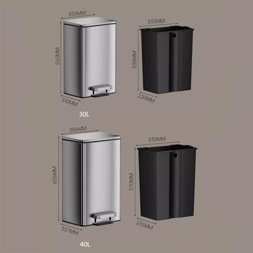 Caneca de basura con tapa 40L acero inoxidable negra miniatura 2