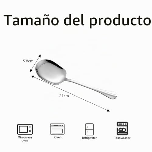 Miniatura 2 de Supoetry 4 Piezas Cuchara De Ensalada, Cuchara Sopera, Cucharas Grandes 21 Cm, Cuchara De Acero Inoxidable, Cuchara Grande Para Servir Para Restaurantes, Cenas Familiares Plateado