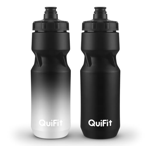 QuiFit Trinkflasche Fahrrad 710 ml, Trinkflasche Sport Auslaufsicher, Rennrad Sportflasche 2er Pack, BPA Frei Passend für die Meisten Flaschenhalter Fahrrad für Workout(Black+Black White(2pcs)) QuiFit Trinkflasche Fahrrad 710 ml, Trinkflasche Sport Auslaufsicher, Rennrad Sportflasche 2er Pack, BPA Frei Passend für die Meisten Flaschenhalter Fahrrad für Workout(Black+Black White(2pcs))