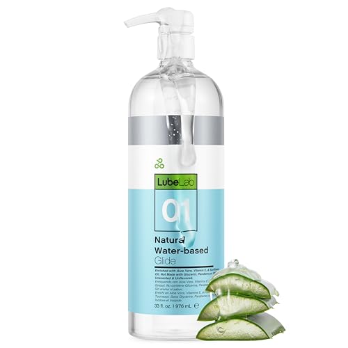 Image of Lubelab Waterbased Lube 33 Fl Oz. Personal Lubricant W /Aloe & Vitamin E, Value Pack, Hypoallergenic, Free of Paraben&Glycerin&PEGs, PH-balanced, Natural Smooth Slippery Glide Gel for Couples Men Women