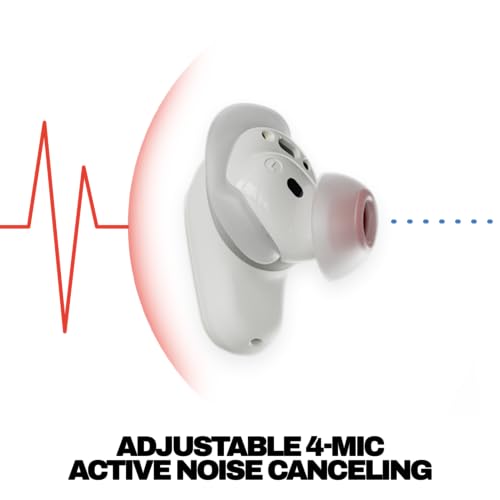 Image of Skullcandy Method 360 ANC Wireless Earbuds, Sound by Bose, Bluetooth Headphones, Premium Noise Cancelling, Up to 40 Hrs Battery, Sweat and Water Resistant, Microphone for iPhone Android - Bone