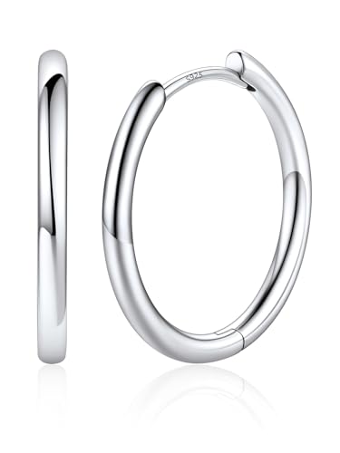 Image of Silvora 14K Gold Plated Huggie Hoop Earrings for Women, Small Sterling Silver Hoops, Hypoallergenic Cartilage Earrings for Sensitive Ears 8 /10 /12 /14 /16 /18 /20MM