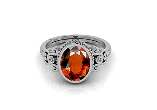 5.00 Carat Natural Hessonite Classic Silver Plated Ring For Mother3