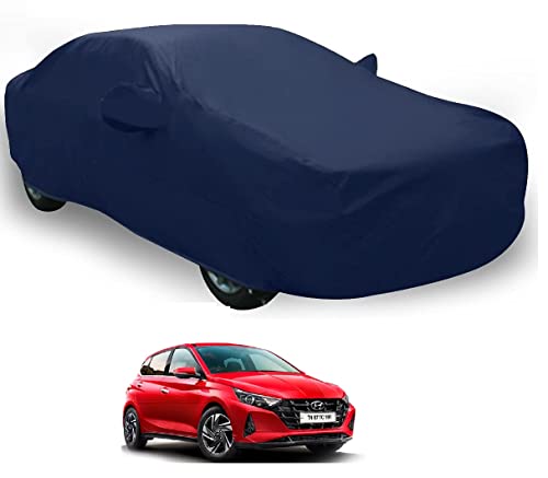 Image of Auto Hub Car Cover Compatible with Hyundai i20 (Model : 2020-Till Date) with Mirror Pocket, Weather Proof, Triple Stitched, i20 Car Cover- Plain Navy