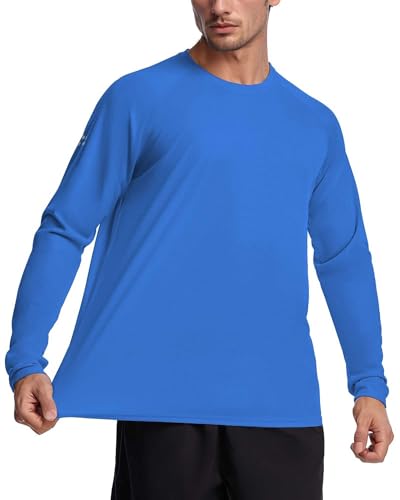 Men’s SPF 50 Athletic Shirts,Long Sleeve Swim Rash Guard,Lightweight Workout Shirt for Fishing Hiking4