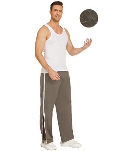 Deyeek Mens Tear Away Basketball Pants Side Zippers Snap Full Open Bottom Breakaway Sweatpants With Zipper Legs Post Surgery Pant Khaki #TOP4