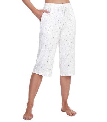 Image of WiWi Bamboo Viscose womens capri pants Wide Leg Pajama Super Soft Lounge knit Sleep shorts Cooling Pj Bottoms S-XXL