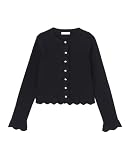 [ナチュラルビューティーベーシック] メタルボタンフリルカーディガン差込【ブラック/Free Size】