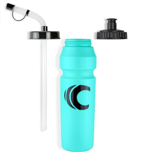Image of Cannon Sports 1 Liter Sports Water Bottle, BPA-Free, 34 Oz Capacity, Large Mouth, 2 lids (Straw and Squeeze), Great For Helmet Sports Such As Hockey, Lacrosse, Football, Boxing (Aqua)