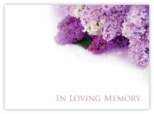 celloexpress In Loving Memory (Lilacs) Flower Message Cards - 90mm x 125mm - Bereavement Florist Card Sympathy Condolences Notes (Pack of 12)