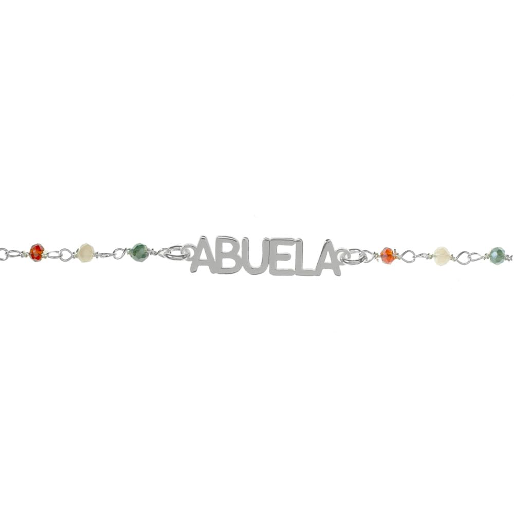 Pulsera Abuela con cristales de colores de Plata de Ley ajustable - Pulsera regalo para abuela Plata de Ley - Joyas para abuelas