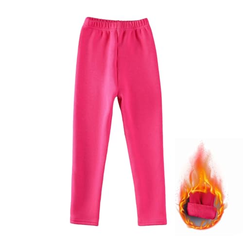 Girls Fleece Lined Leggings Winter Pants Thermal Footless Tights Hot Pink - image 5