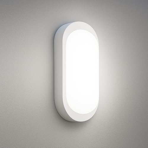 Kellerlampe LED 18W 2000Lm Neutralweiß 4000K, LED Ovalleuchte, IP65 Wasserfest, Wandleuchte, Außenleuchte, ldeal für Kellertreppe, Balkon, Keller, Waschküche, Terrassen oder Gartenhäuser, Weiß
