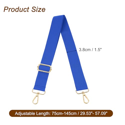 Image of uxcell Wide Shoulder Strap, 3.8cm Adjustable Purse Strap Replacement Crossbody Strap for Shoulder Bag Handbag, Navy Blue, Light Gold Pull Core Buckle