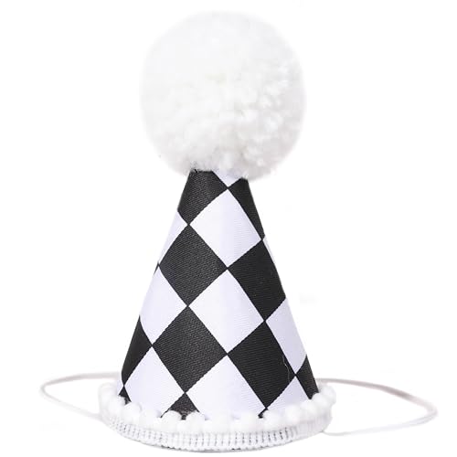 AOQURE Race Car First Birthday Hat - Race Car 1st Decorations,Black And White Checkered Racing Hat,Two Fast Car Birthday Decorations,Fast One Birthday