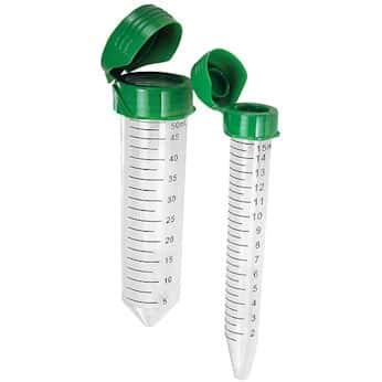 Cole-Parmer Centrifuge Tubes with Flip-Cap, Autoclave, Polypropylene, Conical Bottom, 15 mL; 25/Bag, 20 Bags/CS