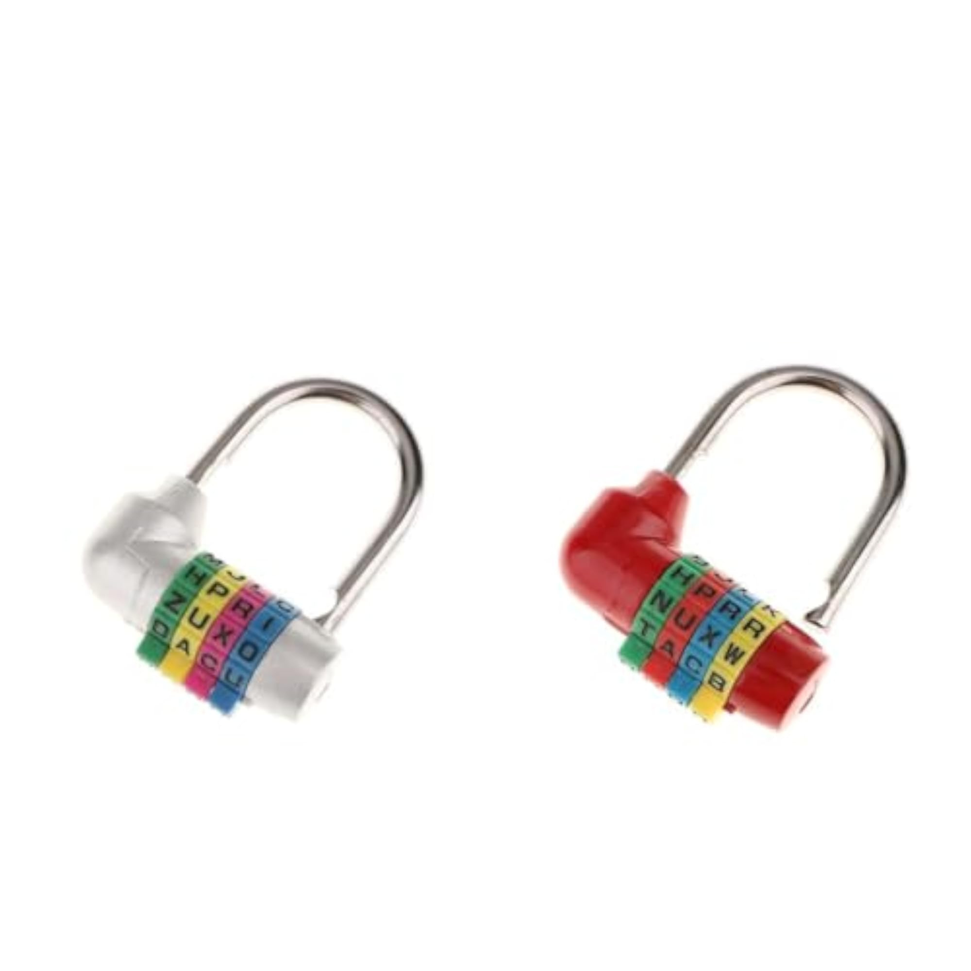 4 Digit Dial Letter Combination Padlock Travel Luggage Lock, Silver & Red