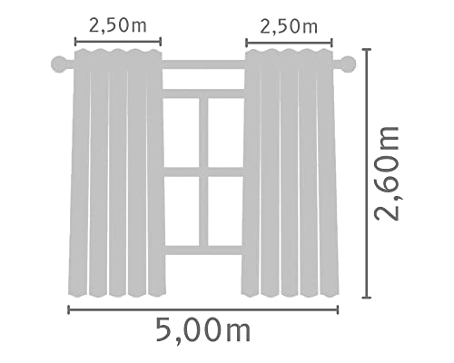 Cortina De Varão Voil Pérola 5,00x2,60 Forro Blackout Tecido