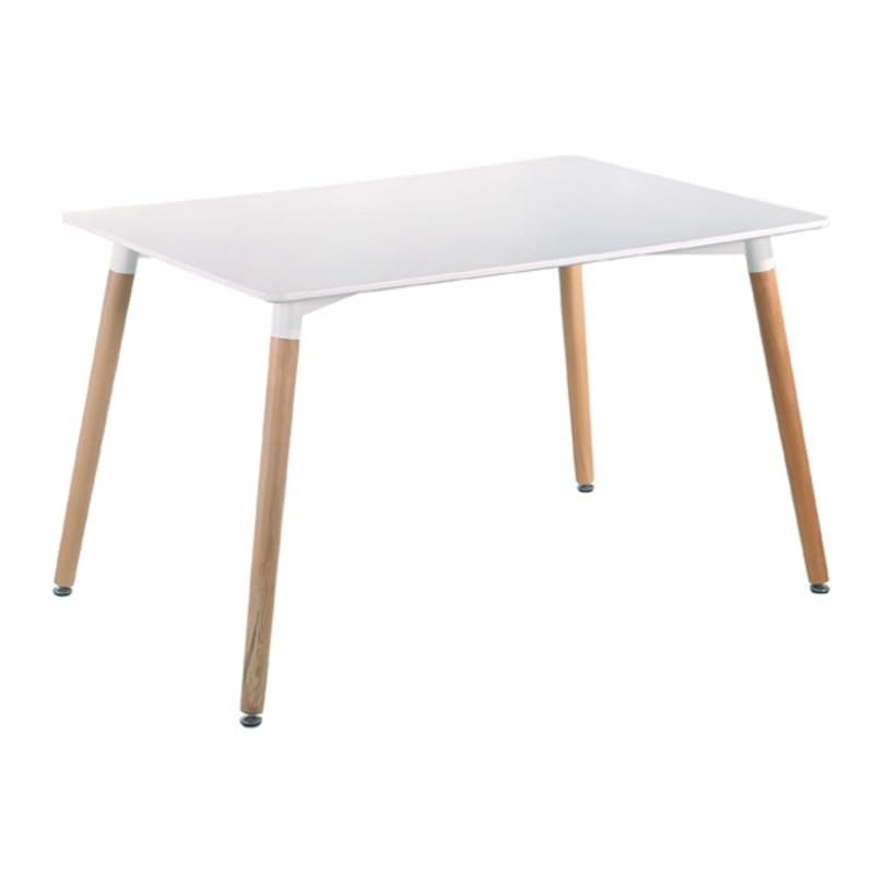Buyqualia Mesa de Comedor Rectangular Blanca con Patas en Color Madera Natural – Estilo nórdico, 75x120x80 cm